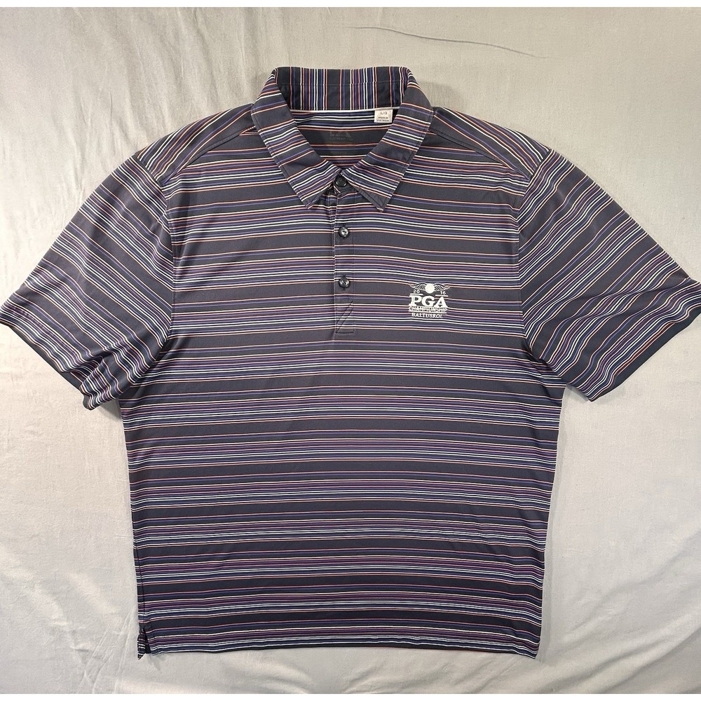 Cutter And Buck PGA Baltusrol 2016 Short Sleeve Striped Golf Polo Men's Large